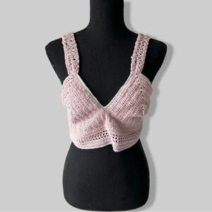 Handmade V Neck Crochet Bralette One Size